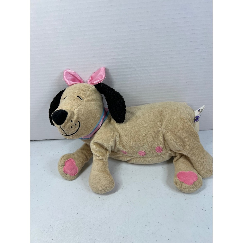 Manhattan Toy Dog Plush Pink Bow Nursing Nana Black Floppy Ears Vtg no puppies - Picture 1 of 8